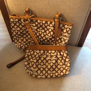 Coach Mini Monogram Handle Bag w/Matching Wristlet